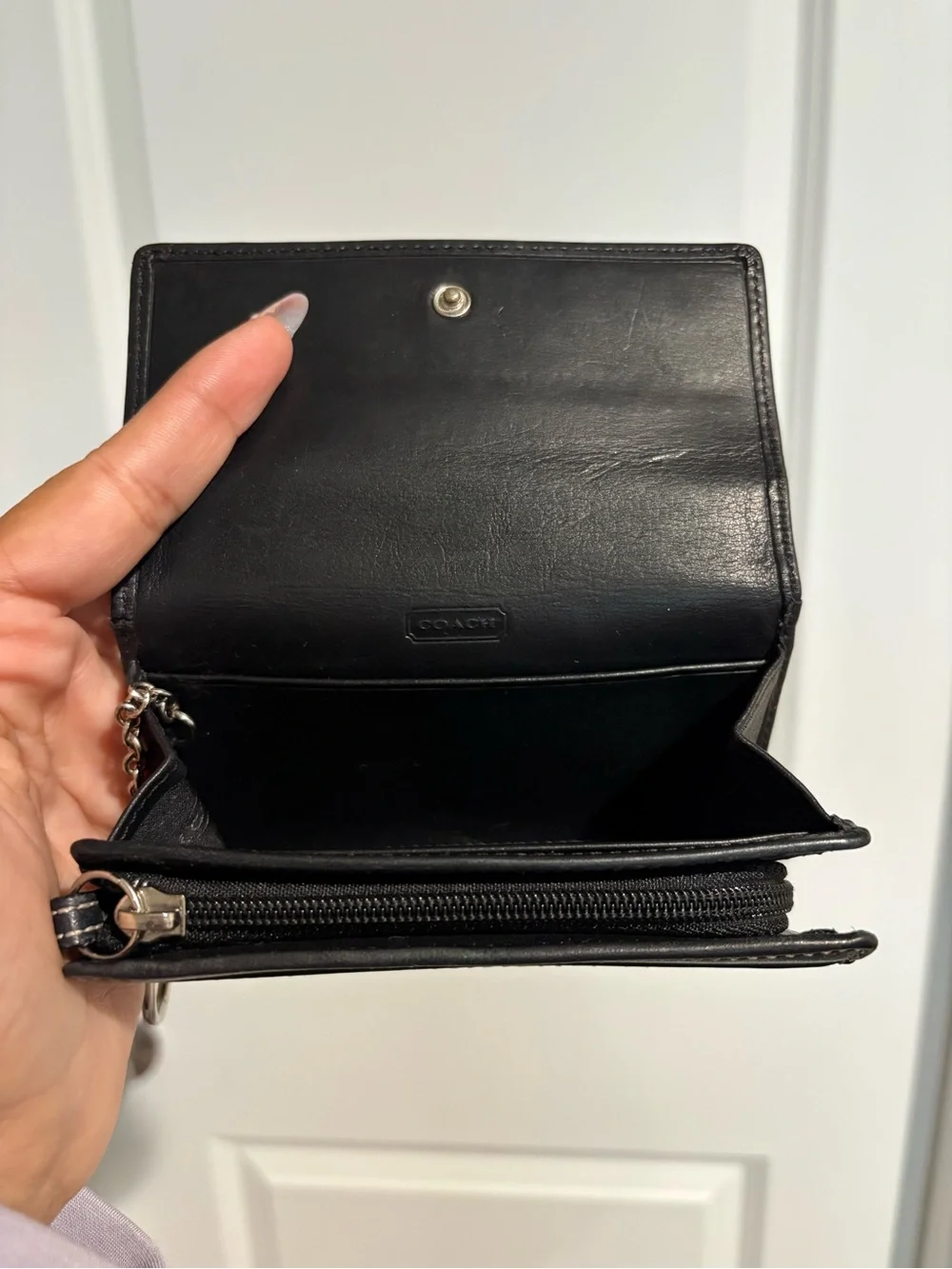COACH Vintage Black Leather Trifold Wallet